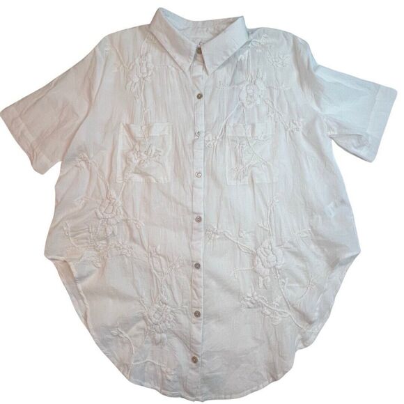 Kyla Seo Blouse Womens Small White Embroidered Sheer Cotton Fairy Cottage Tunic - Picture 7 of 12